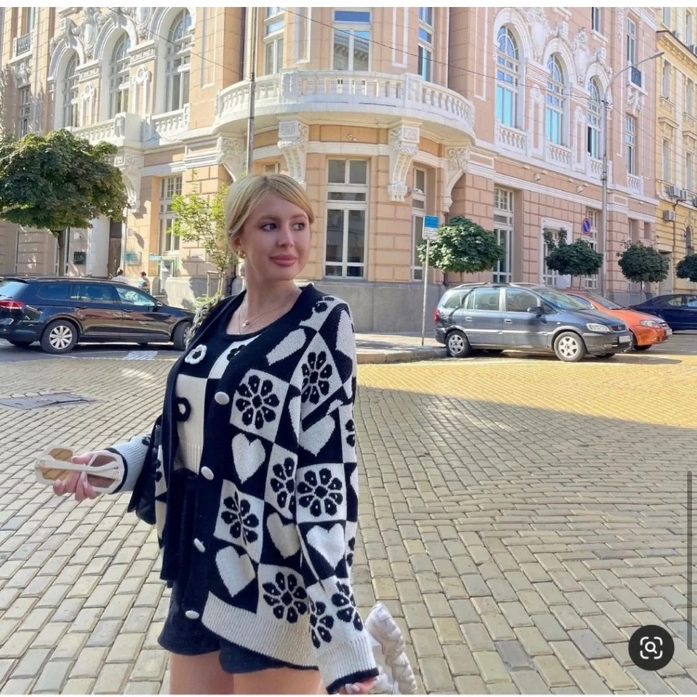 ZARA JACQUARD HEART KNIT JACKET - Picture 9 of 11